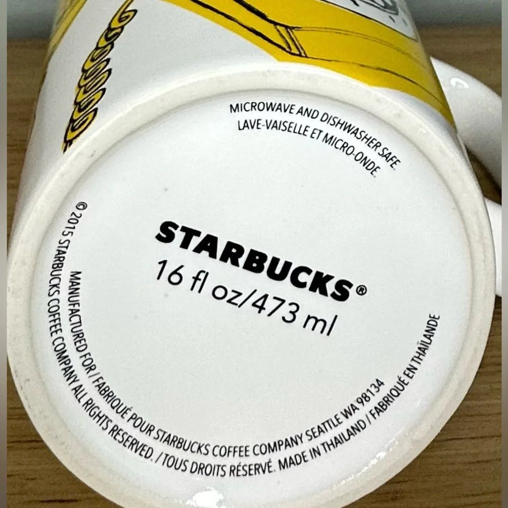 Starbucks 16 oz retro Hello telephone 2015‎ white yellow green coffee mug EUC